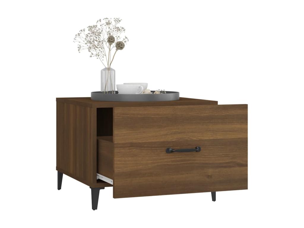 Coffee Table with pieds in Metal Oak Brown 50x50x40 cm KVTD52624