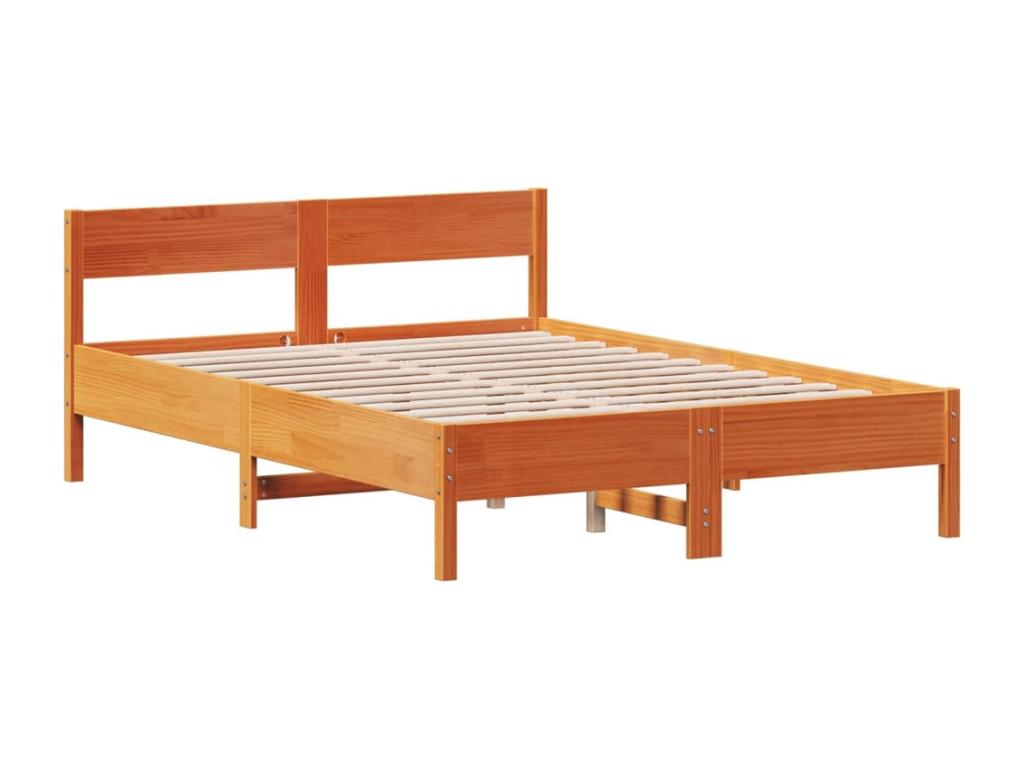 Bed frame and Headboard cire Brown 120x200 cm bois of Pine APFZ48098