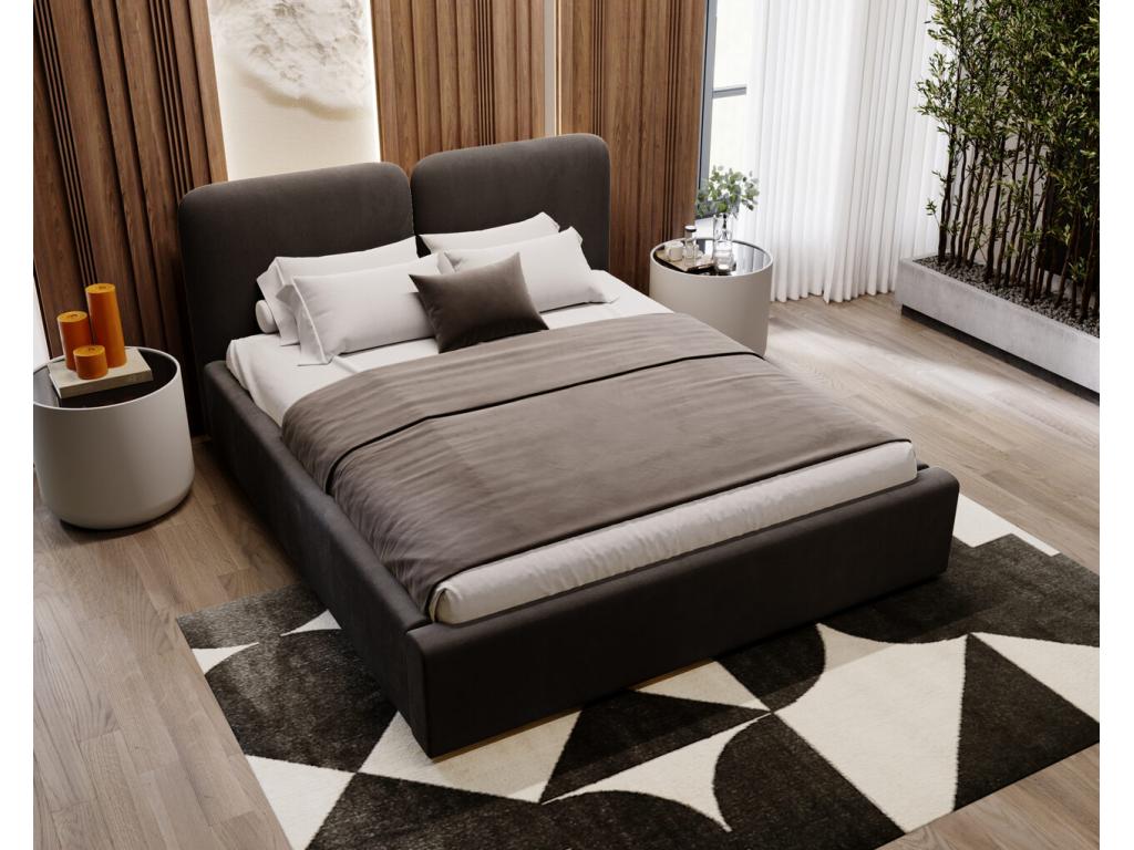 Bed Upholstered with Storage - 120x200 - Bed double - Velvet - Black - Luxameub FTYV73006