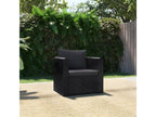 Armchair with cushions, black woven resin, JEQL24944