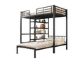 Bunk bed 90x200cm with table and ladder, 5 levels of anti-fall storage shelves, black Mobenze iron EBMF31144