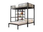 Bed superposé 90x200cm with Table and échelle commme 5 niveax of Shelves of rangements anti-chute fer Mobenze Black EBMF31144