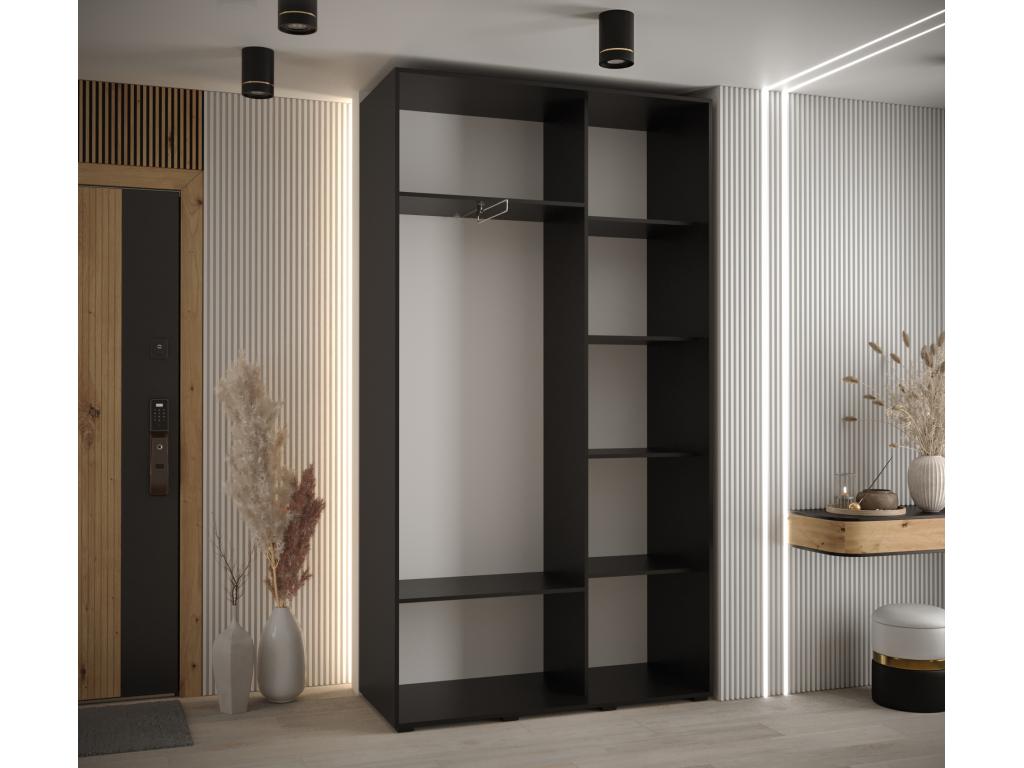 WARDROBE Luxameub 2 DOORS COULISSANTES 235.2/130/45 2 Doors Black/Black/Argent AKNG26167