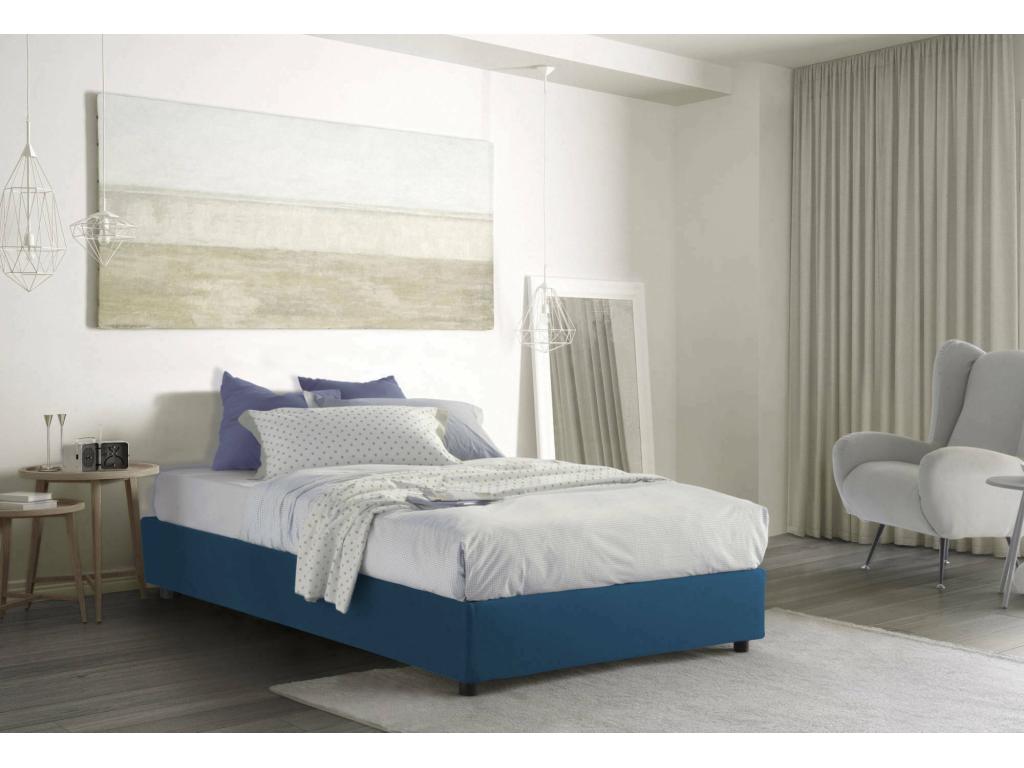 Bed double Luxameub Storage bed with revêtement in Fabric Made in Italy Ouverture latérale with Mattress 120x190 cm inclus Blue ZPZJ06631