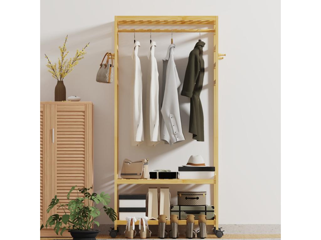 Door vêtements sur pieds roulant Wardrobe ouverte penderie 78x37x120cm IRZN74760