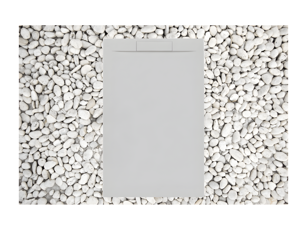 110x100 cm GREY Mobenze shower tray, Mobenze line in resin and marble powder with marble resin side grate ZJPP09399