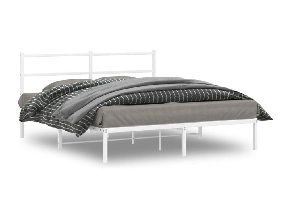 Bed frame Metal with Headboard White 150x200 cm YACB06424