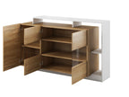 Sideboard 3 Doors and 3 niches with LEDs - Coloris Natural and White - Luxameub QYJK54624