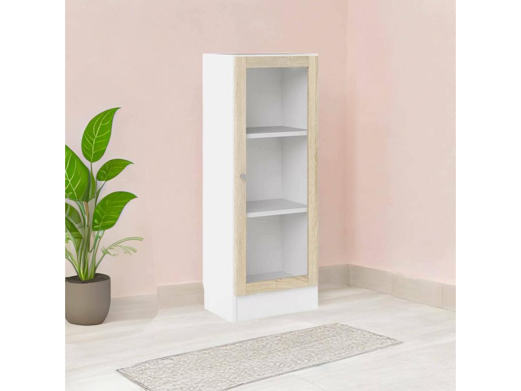 Luxameub Bookshelf, Desk Shelf, Mobile Book Holder, 41x28 h107 cm, White and Oak, WTDG02518