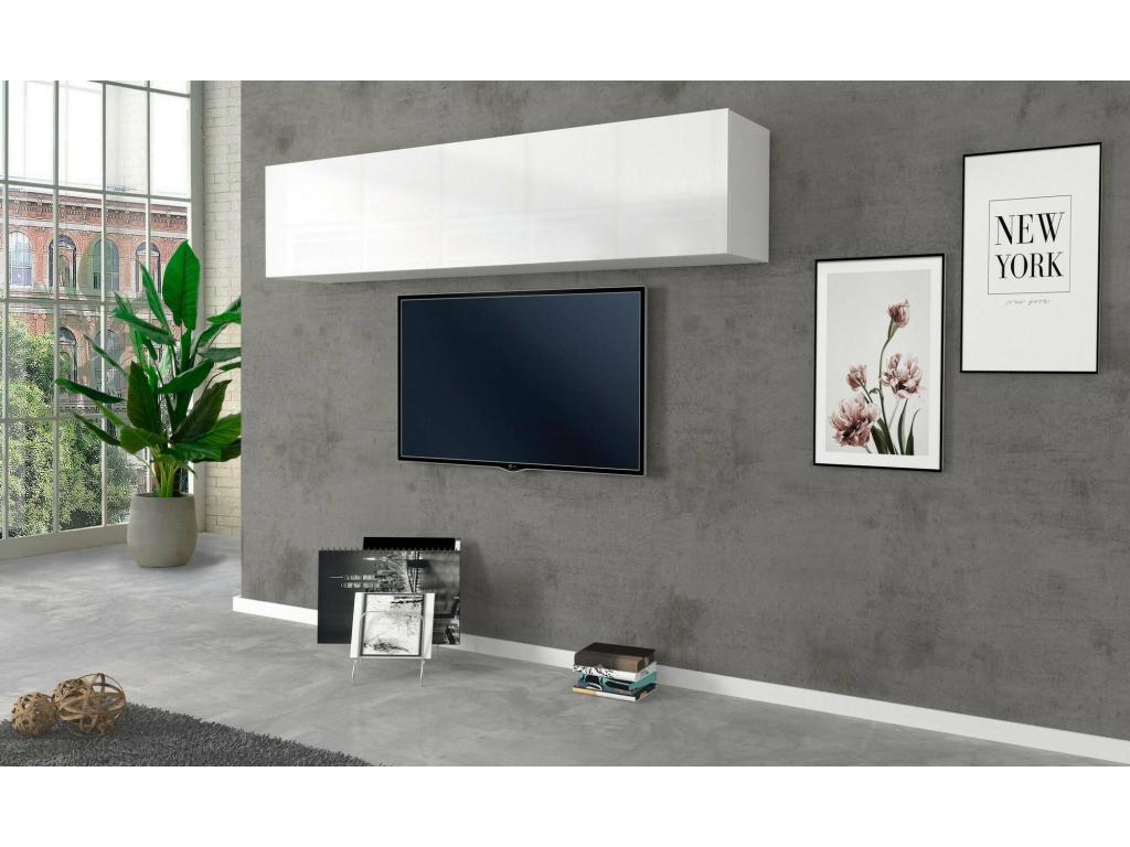 Mobenze Wall Cabinet, Multipurpose Cabinet, Wall Cabinet, Made in Italy, 180x30x40 cm, Glossy White, XUGY60828