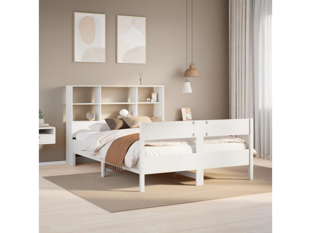 Bed Bookcase without Mattress White 160x200 cm bois Pine Solid AKJN76585