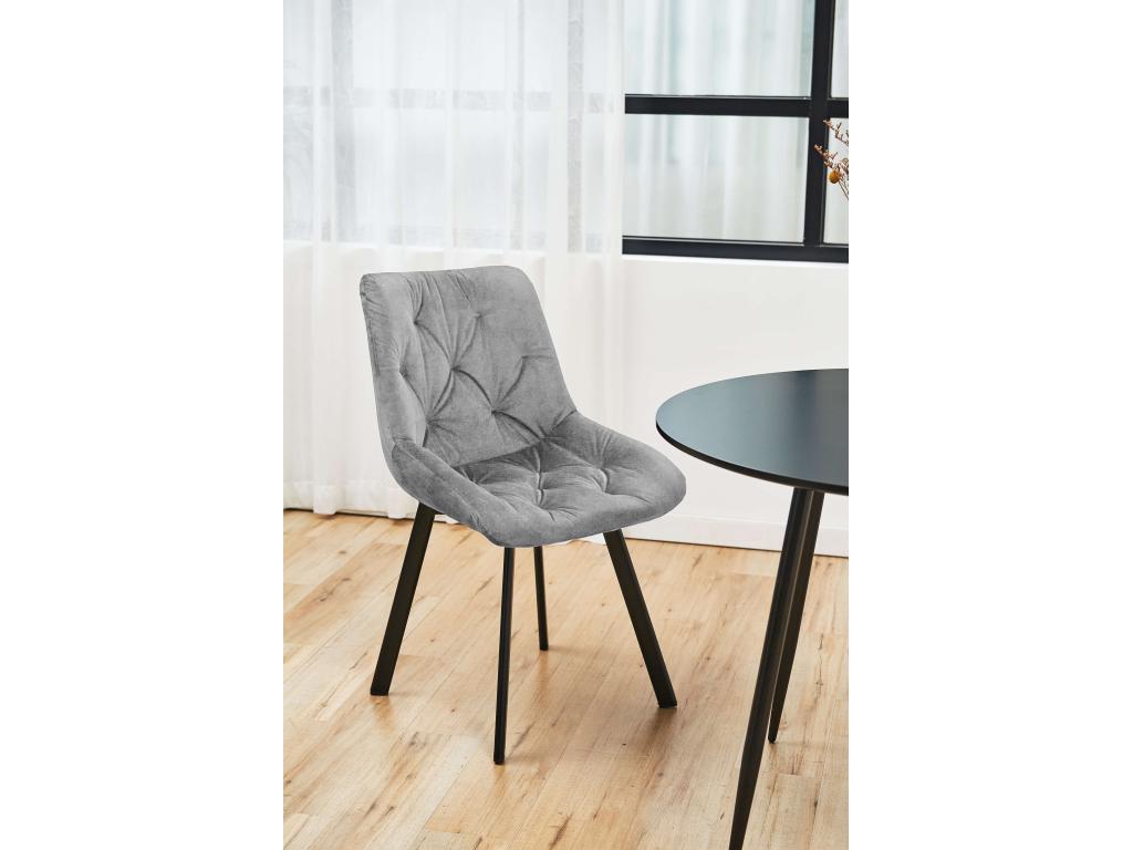 Set of 4 Luxameub SJ.33 Grey Velvet Upholstered Dining Chairs BSRR42065