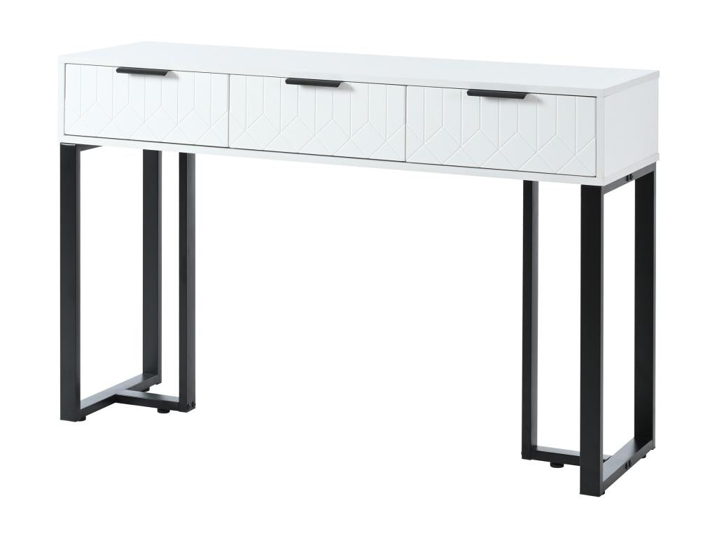 Modern console table with 3 drawers - 120x36x80 cm - MDF - for living room/hallway - black and white KZEL88077