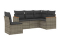 5-piece garden furniture set with grey resin wicker cushions PPNZ65894