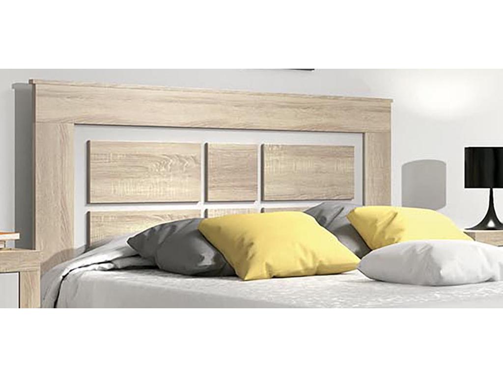 Headboard with legs in Mobenze white oak finish - Length 160 x Depth 3.8 x Height 120 cm AOYT34661