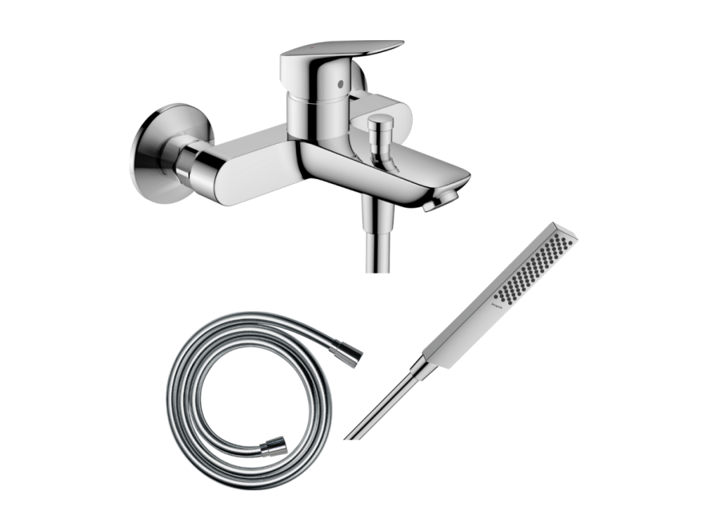 Luxameub PINPAI mechanical bath/shower mixer pack, PINPAI flexible hose, Luxameub PINPAI chrome shower head FRCG30049
