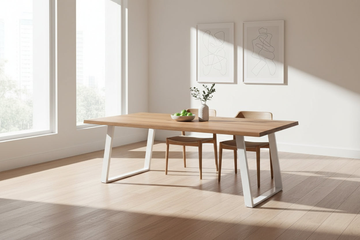 Light brown dining table 220x120x74 cm Mobenze solid oak TXQW11896