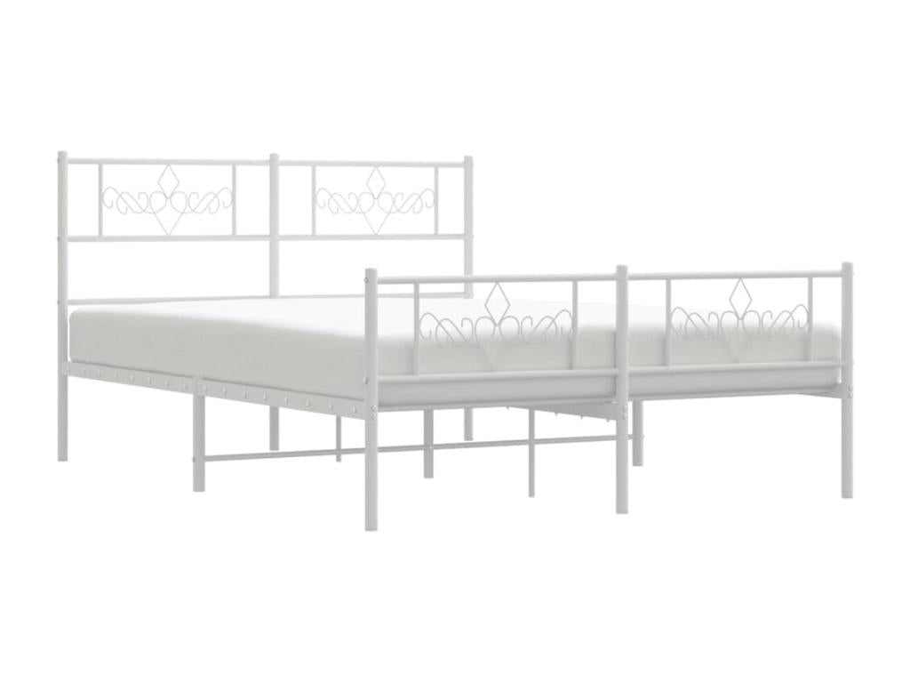 Bed frame Metal with Headboard/pied of Bed White 150x200cm BULE31764