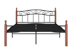 Black metal and oak wood bed frame without mattress, 140x200 cm, FSDO41418