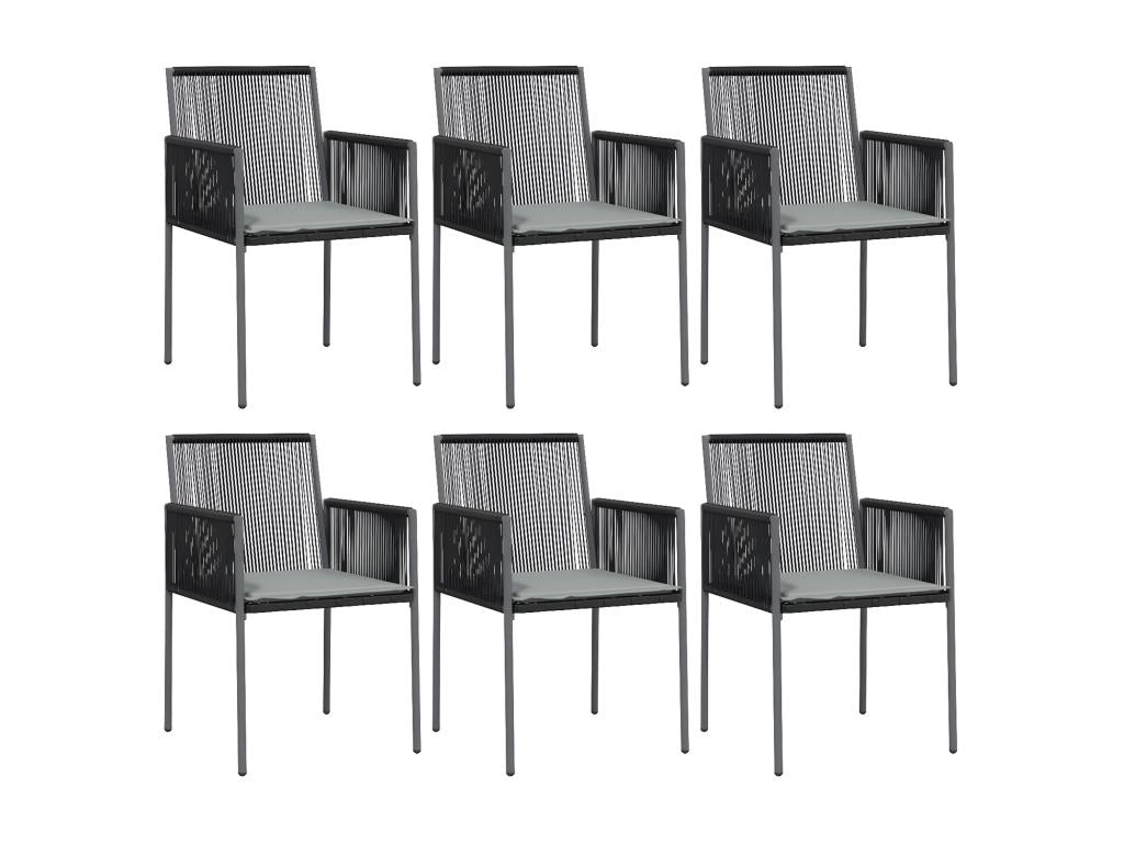 Chairs of Garden and Cushions Set of 6 Black 54x60.5x83.5 PEKA43323