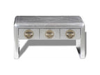 Rectangular coffee table with 3 drawers, silver metal, Mobenze SZXK54789