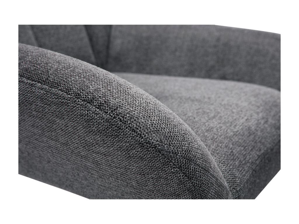Armchair pivotant Design in Fabric effet Mobenze texuré Gray and Metal Black Mobenze YWCE20020
