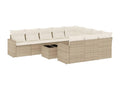 11-piece garden furniture set with beige resin wicker cushions WLZB03143