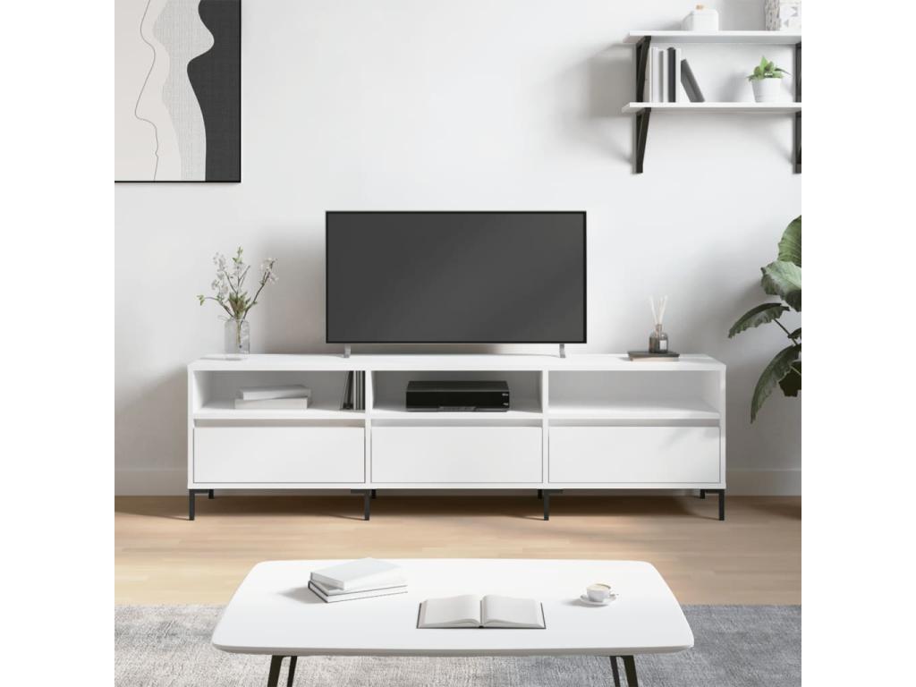 TV stand White 150x30x44.5 cm bois d'ingénierie WAHA09654
