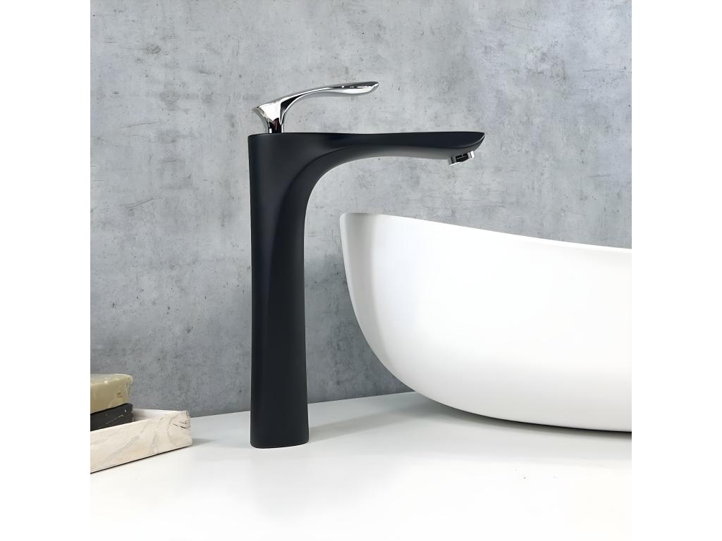 Black and Chrome Brass Basin Mixer Tap - Luxameub CREF52714