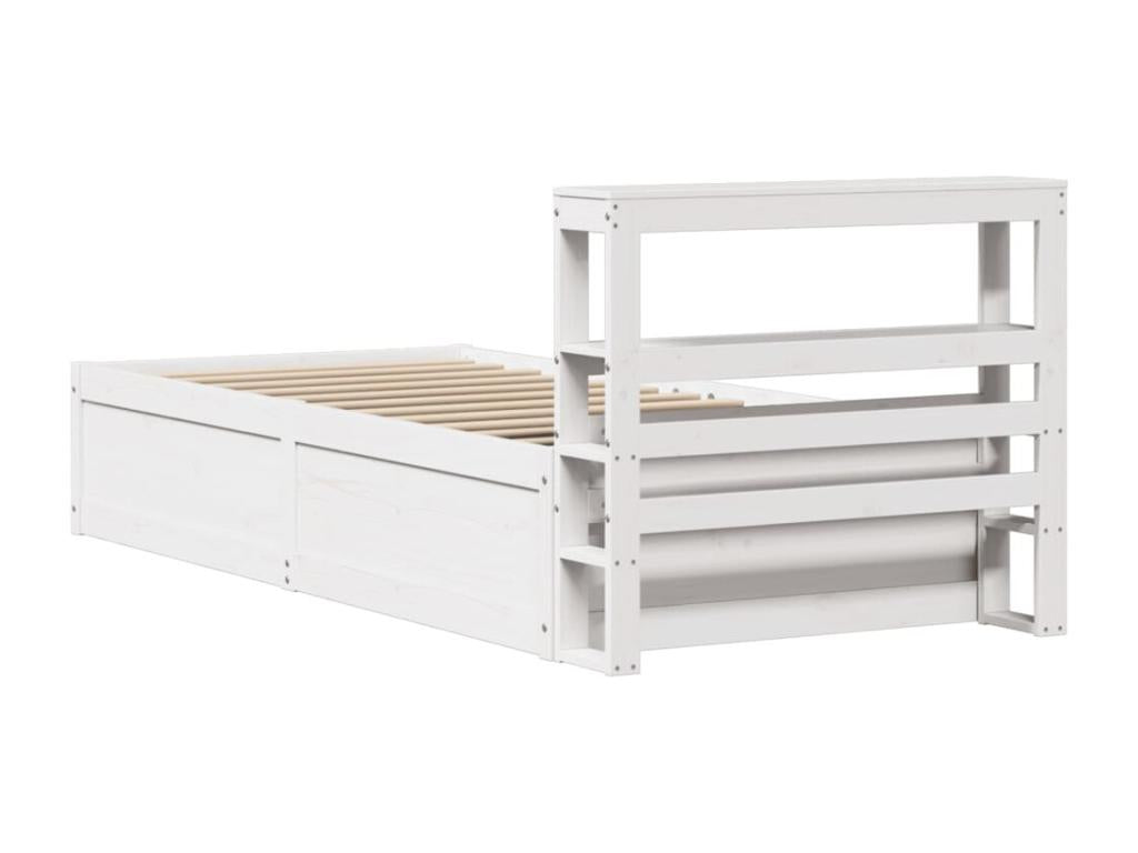Bed frame and Headboard White 100x200 cm bois of Pine Solid ELPM12606