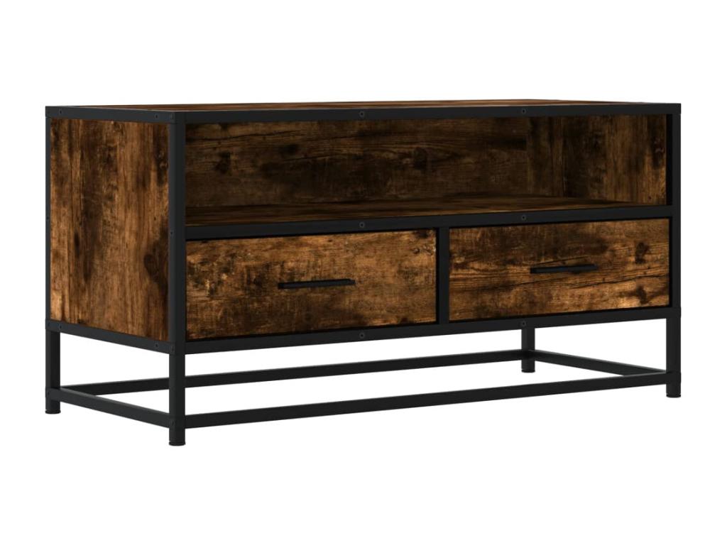 TV stand Oak Smoked 80x34.5x40 cm bois d'ingénierie and Metal TPJC12510