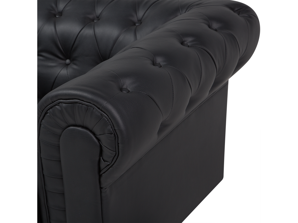 Mobenze Black PU Leather 3-Seater Sofa EKTL49862