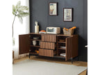 Sideboard with 3 Drawers and 2 Doors - 150x40x80 cm - Mobenze - Effet Oak grainé Dark - Brown UIJU91167