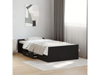 Bed frame with Drawers Black 75x190 bois d'ingénierie EMDZ02096