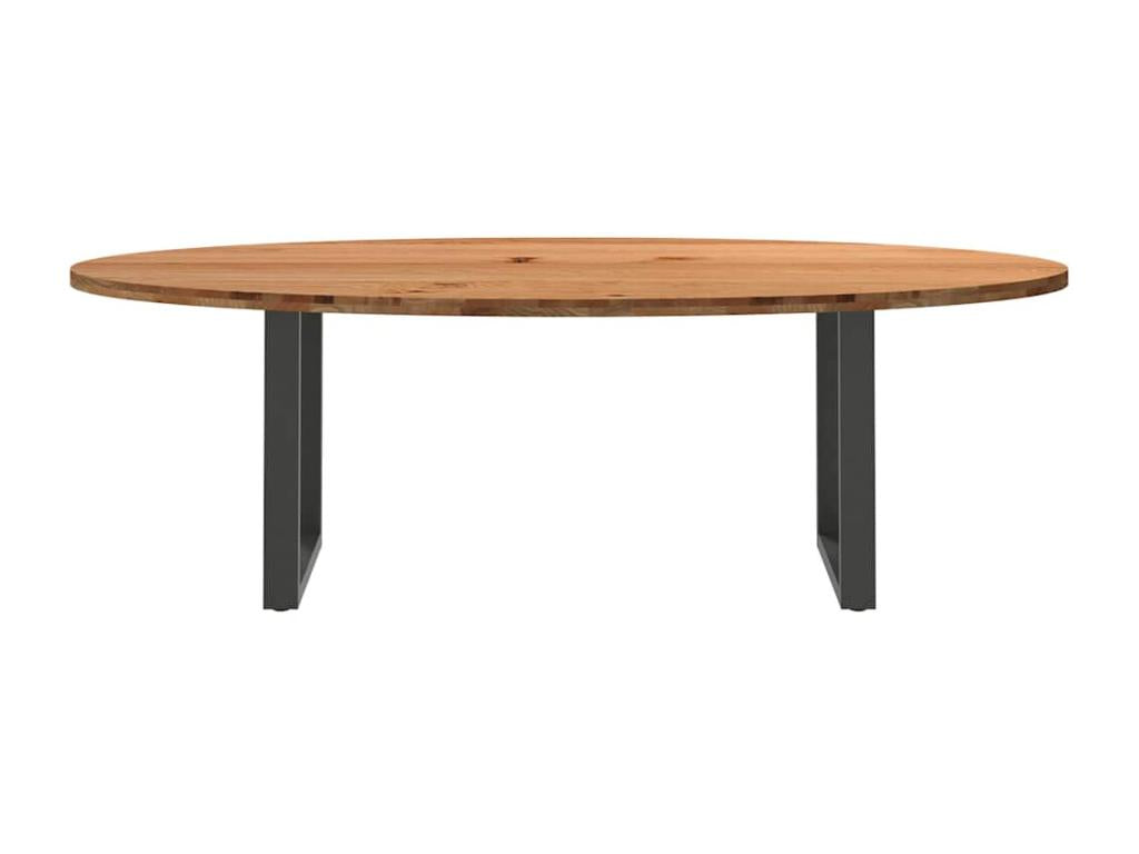 Dining Table Brown Light bois of Oak Solid ovale NSUN82060