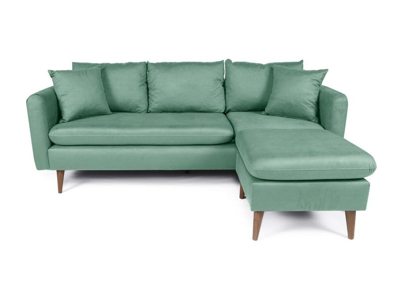 Rival 215cm Right-Hand Corner Sofa in Aqua Green Fabric with Natural Wood Legs EXPT16984