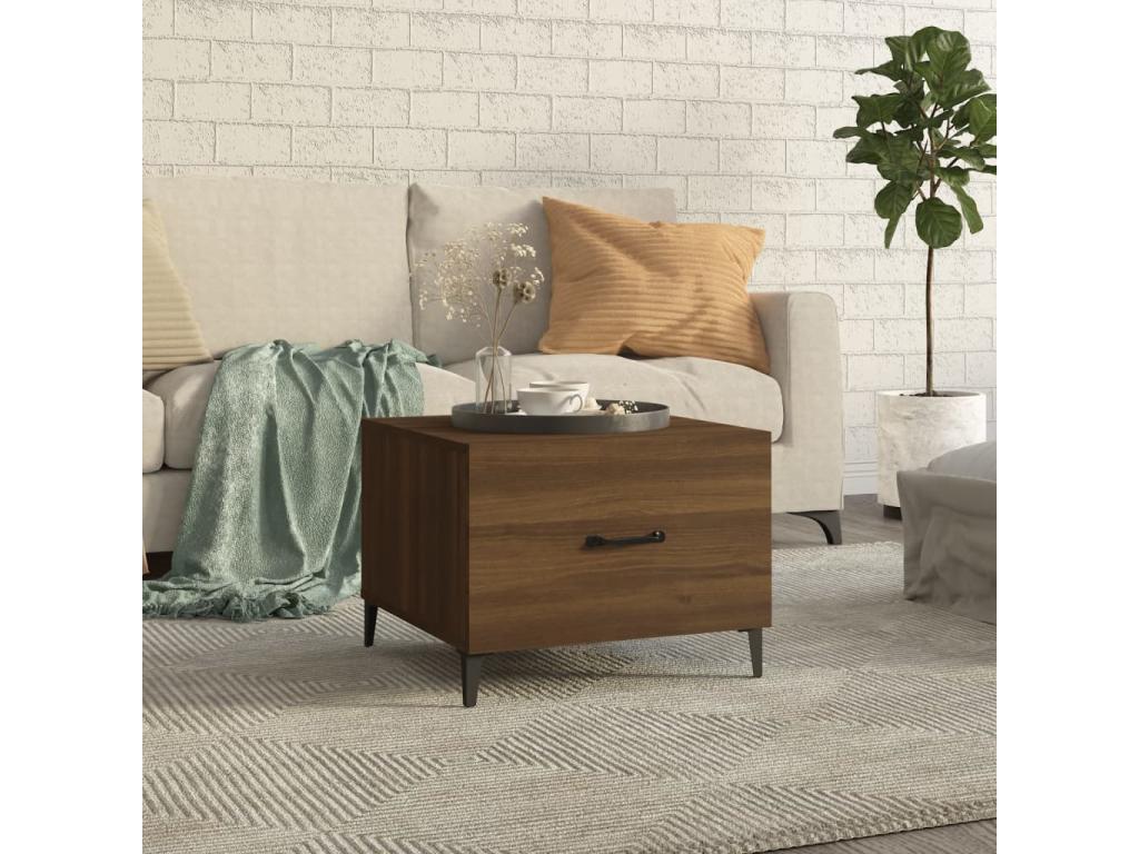 Coffee Table with pieds in Metal Oak Brown 50x50x40 cm KVTD52624