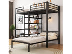 Bed superposé 90x200cm with Table and échelle commme 5 niveax of Shelves of rangements anti-chute fer Mobenze Black EBMF31144