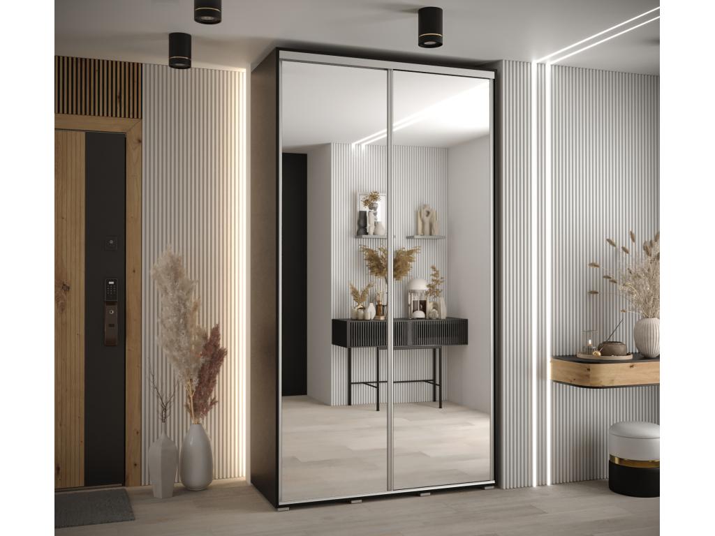 WARDROBE Luxameub 2 DOORS COULISSANTES 235.2/130/45 2 Doors Black/Black/Argent AKNG26167