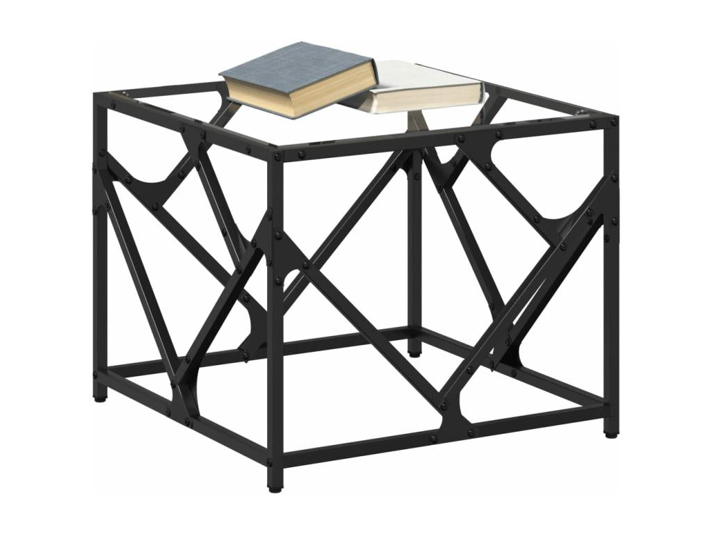 Coffee Table with dessus in verre Transparent 50x50x41 cm Steel XWJA03292
