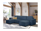 Sofa panoramique 5 seats Luxameub Sofa-bed with Storage in Velvet côtelé - Blue Dark - L322 x P161 x H87cm - Luxameub NFBL25026