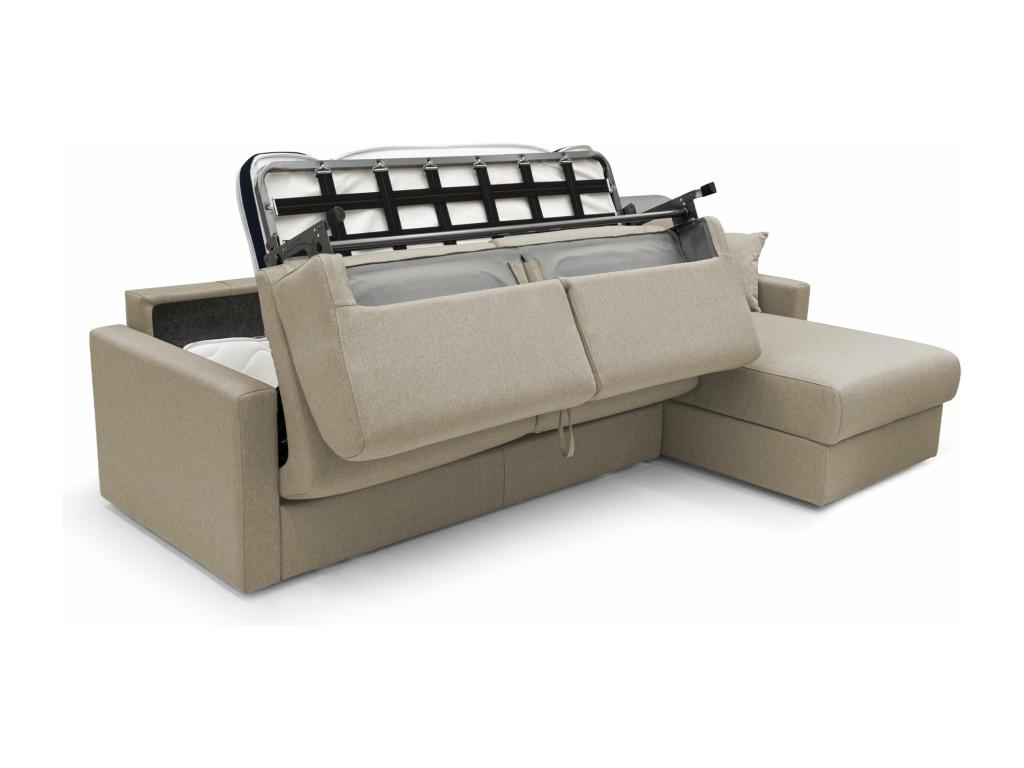 Mobenze Sofa d'angle 5 seats in Fabric imperméable 268 cm Droit Beige SUBX78246