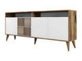 Sideboard bas 4 Doors and 2 niches of Storage Luxameub L180cm Bois Dark and White DUAJ96232