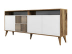 Sideboard bas 4 Doors and 2 niches of Storage Luxameub L180cm Bois Dark and White DUAJ96232
