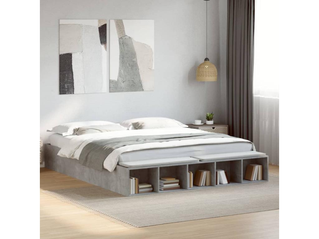 Bed frame without Mattress Gray béton 200x200 cm EJAQ86106