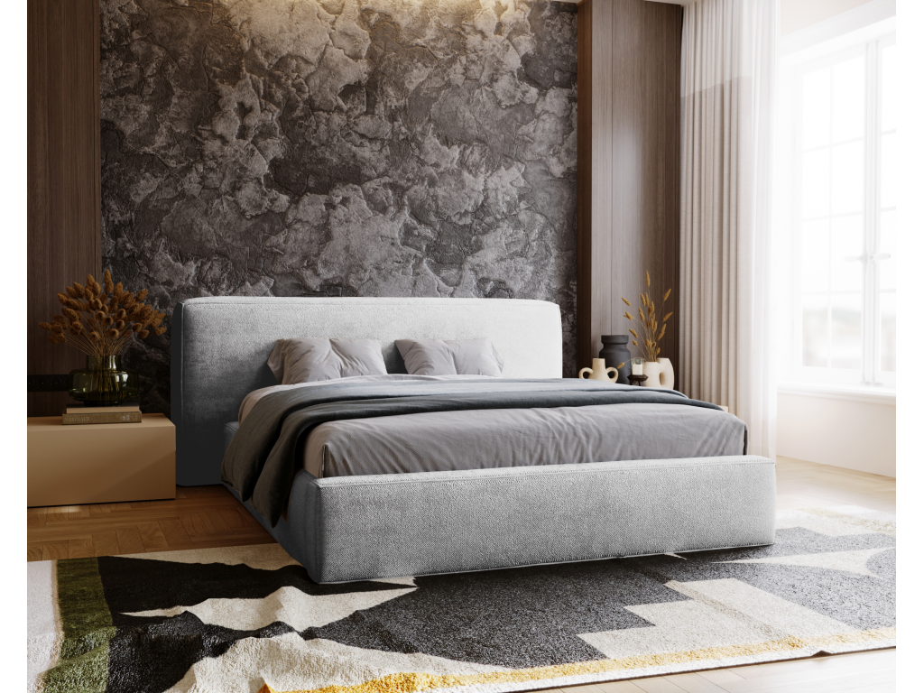 Bed Upholstered with Storage - 140x200 - Bed double - chenille - Gray Light - Luxameub TIMZ51577
