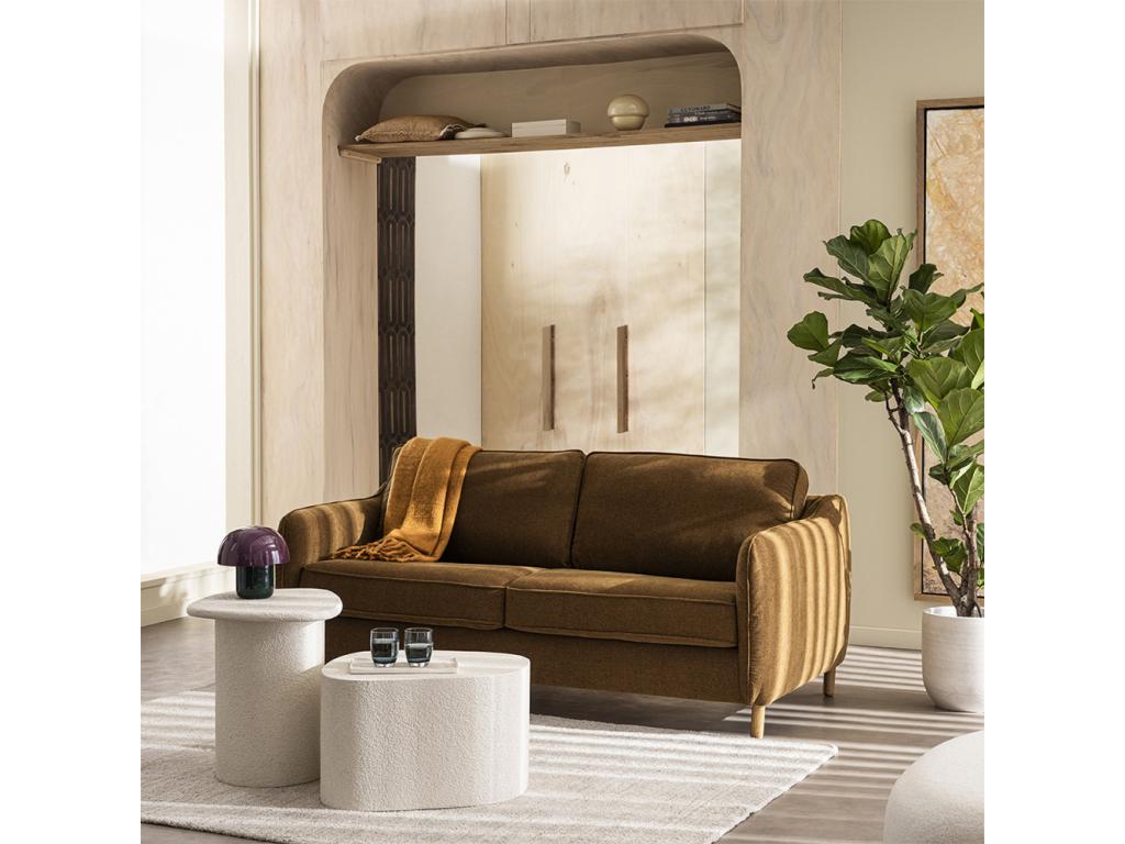 Luxameub - Sofa Sofa-bed PINPAI 3 seats in Fabric pieds bois Dark - Bronze RHUO89414