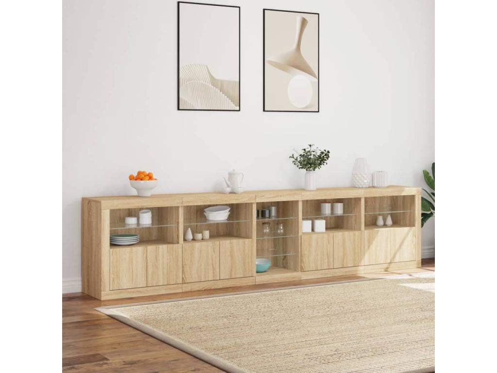 Sideboard with Luxameubères LED Oak Luxameub 283x37x67 cm XLUV20965