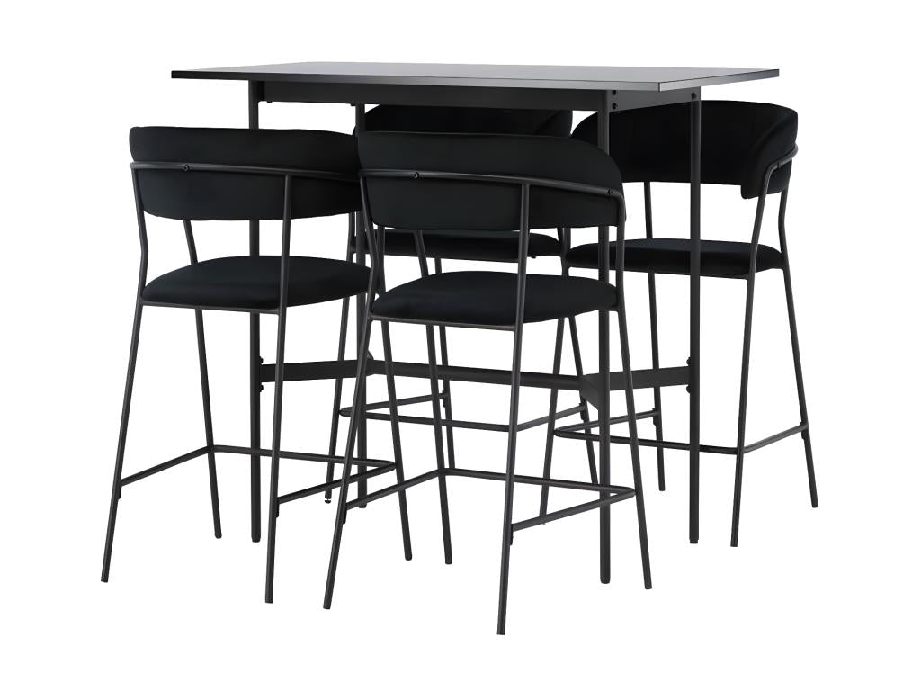 Luxameub Set of meubles of bar Table of bar Black and 4 Lui Stools of bar Black. QEPD72821