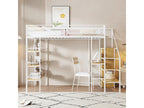 Bed mezzanine enfant 90x200cm Bed simple in fer with Desk 3 Shelves échelle Wardrobe ouverte and sommiers Luxameub - White QREF37313